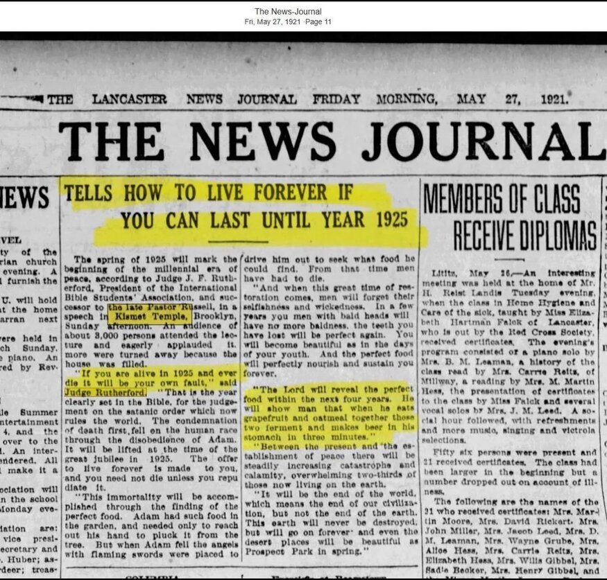 Articolo di The News Journal del 27 maggio 1921, pagina 11