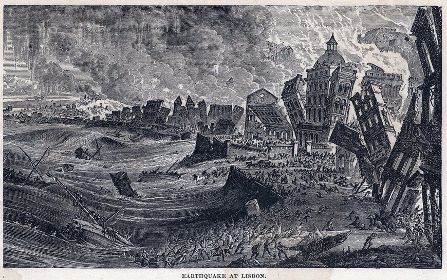 Earthquake at Lisbon - Incisione storica del grande terremoto di Lisbona del 1755